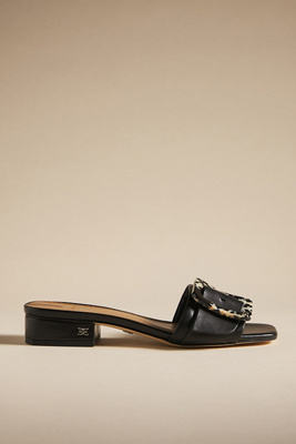 Sam Edelman Women's Deacon Square Toe Buckle Block Heel Slide Sandals In Black