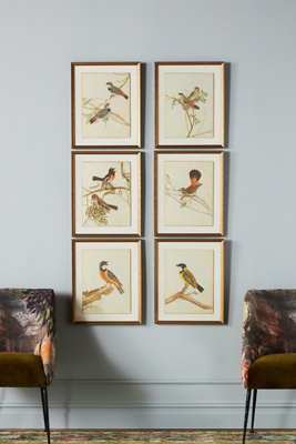 Anthropologie Birds Of Autumn Wall Art In Green