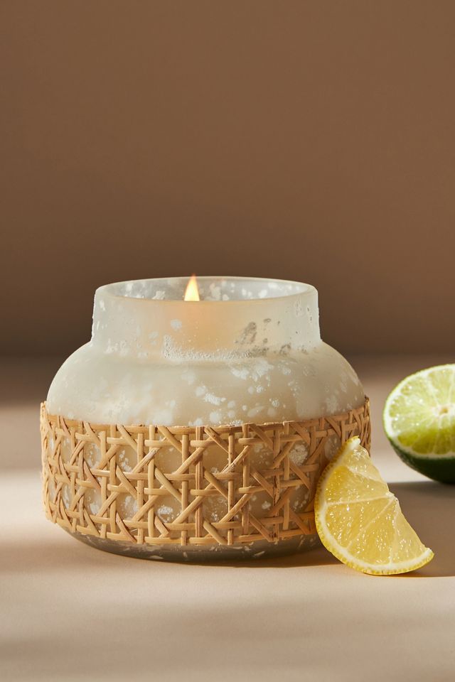 Capri Blue Rattan-Wrapped Glass Jar Candle