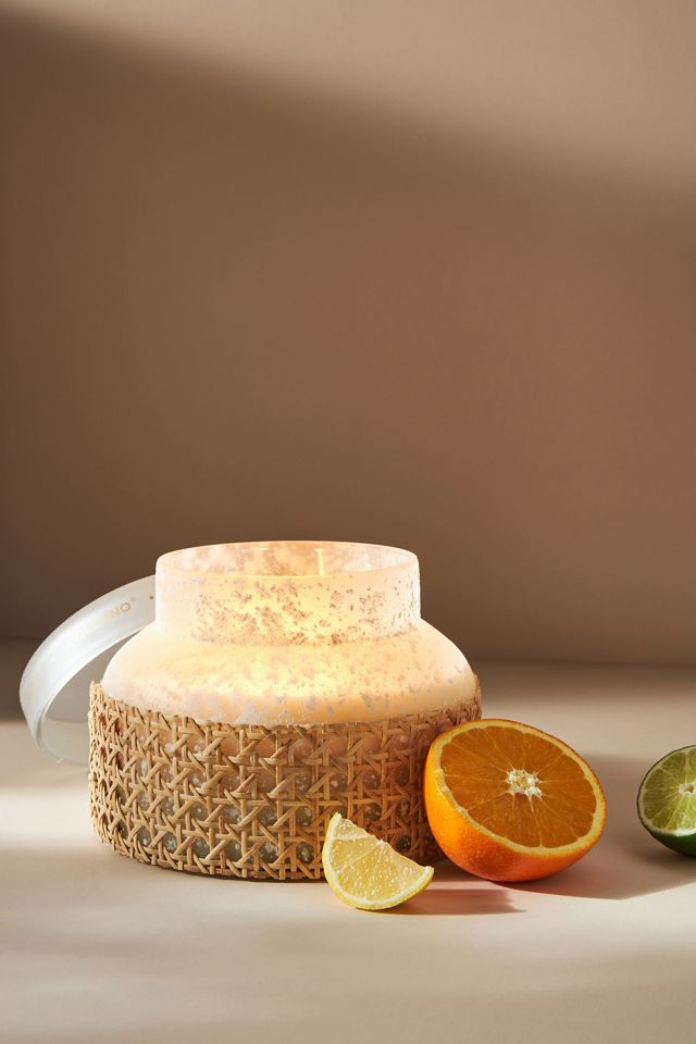 Capri Blue Giant Volcano RattanWrapped Glass Jar Candle Anthropologie