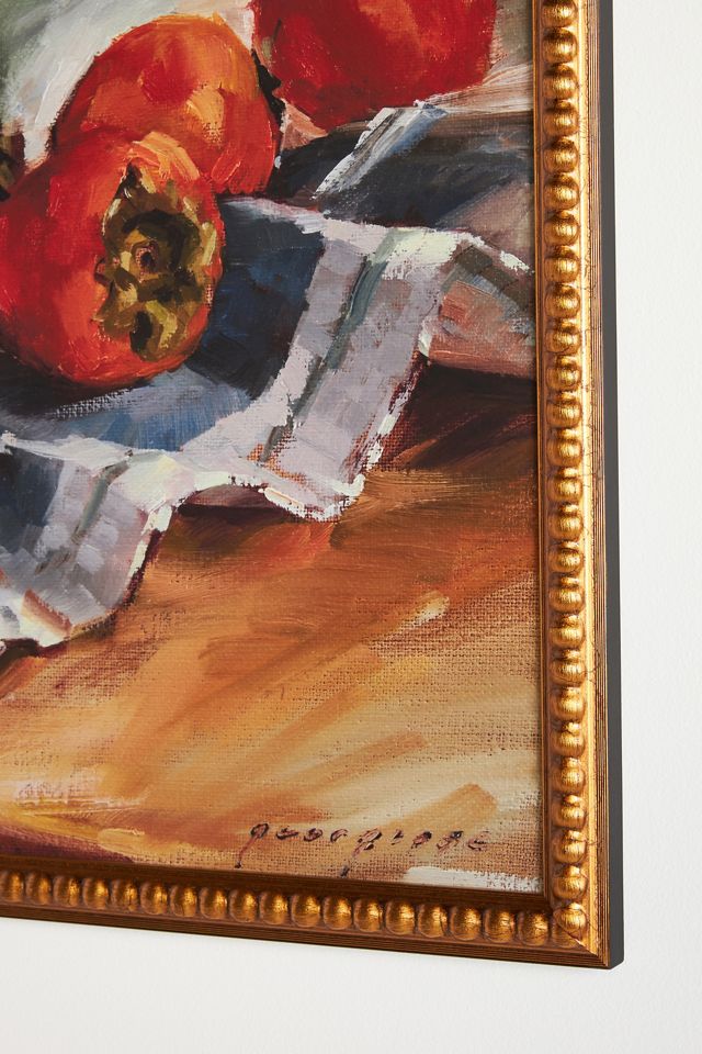 Persimmons on Striped Blue Towel Wall Art #2