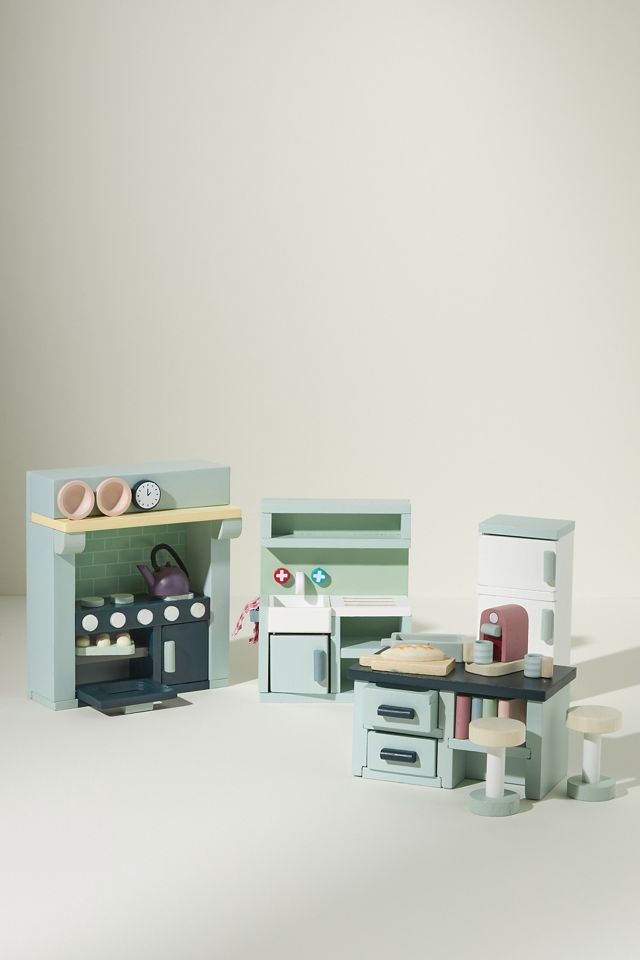 Kitchen Toy Set 8 pcs -Pink & Blue 1/6 scale Dollhouse Miniature