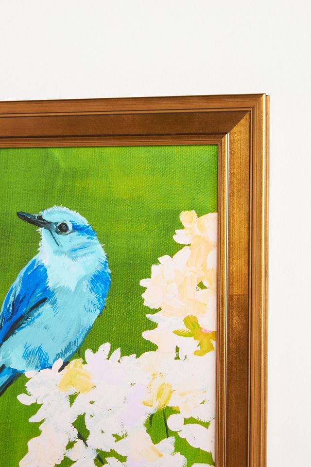 Myra and Bonnie Blue Birds Painting Wall Art #1