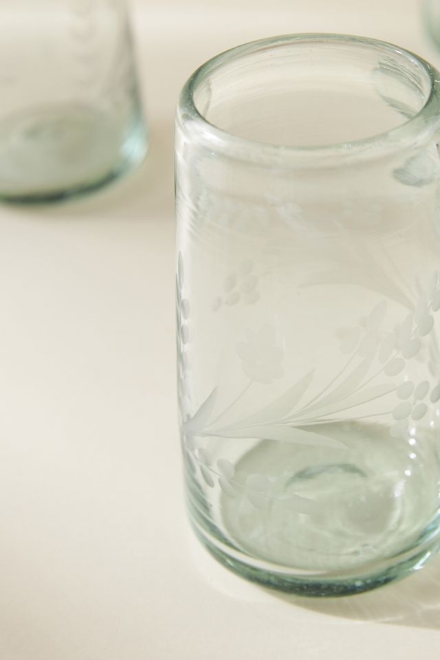Engraved Floral Highball Glasses, Set of 4 #1