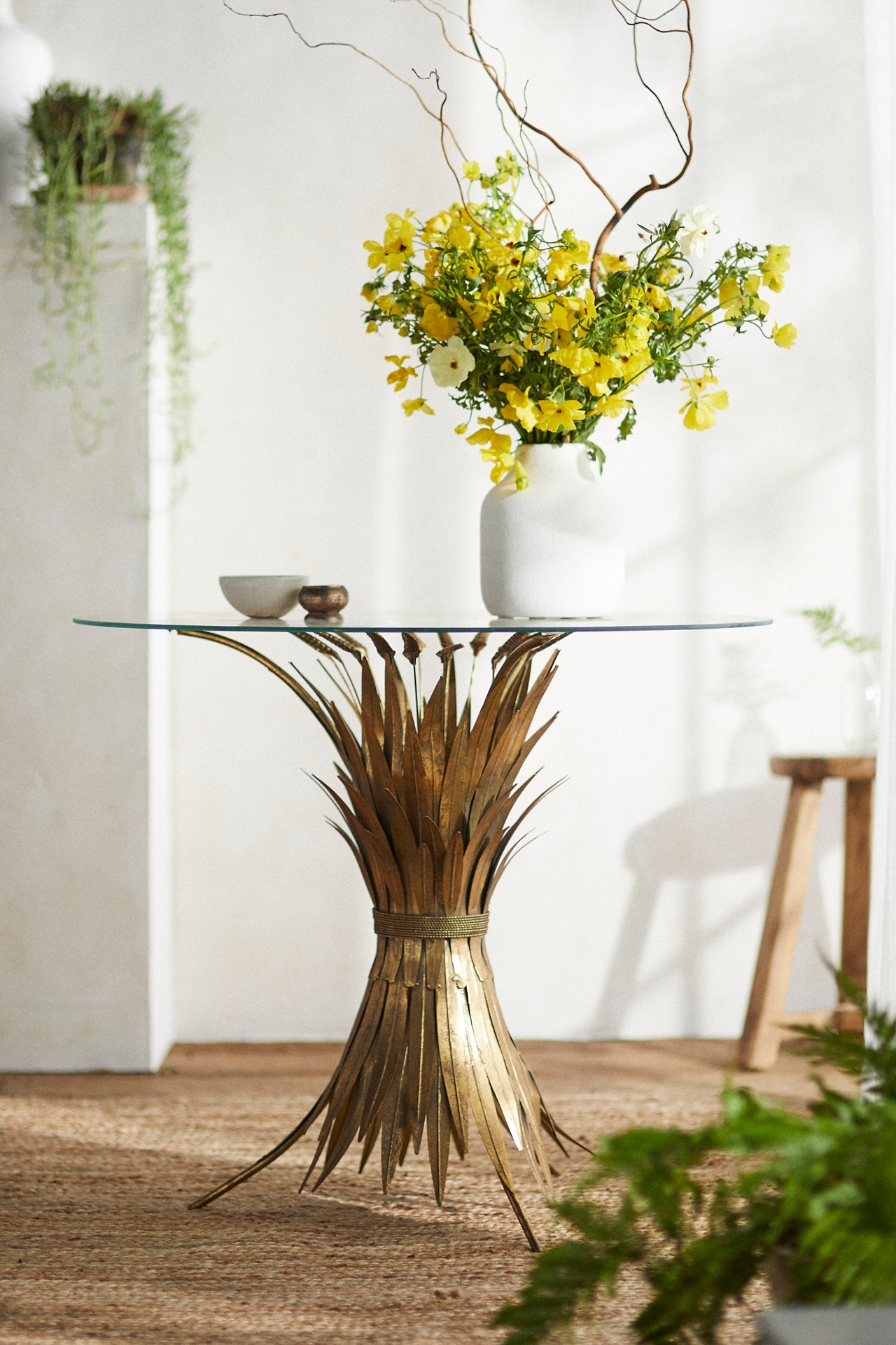 Gilded Leaves Iron + Glass Table