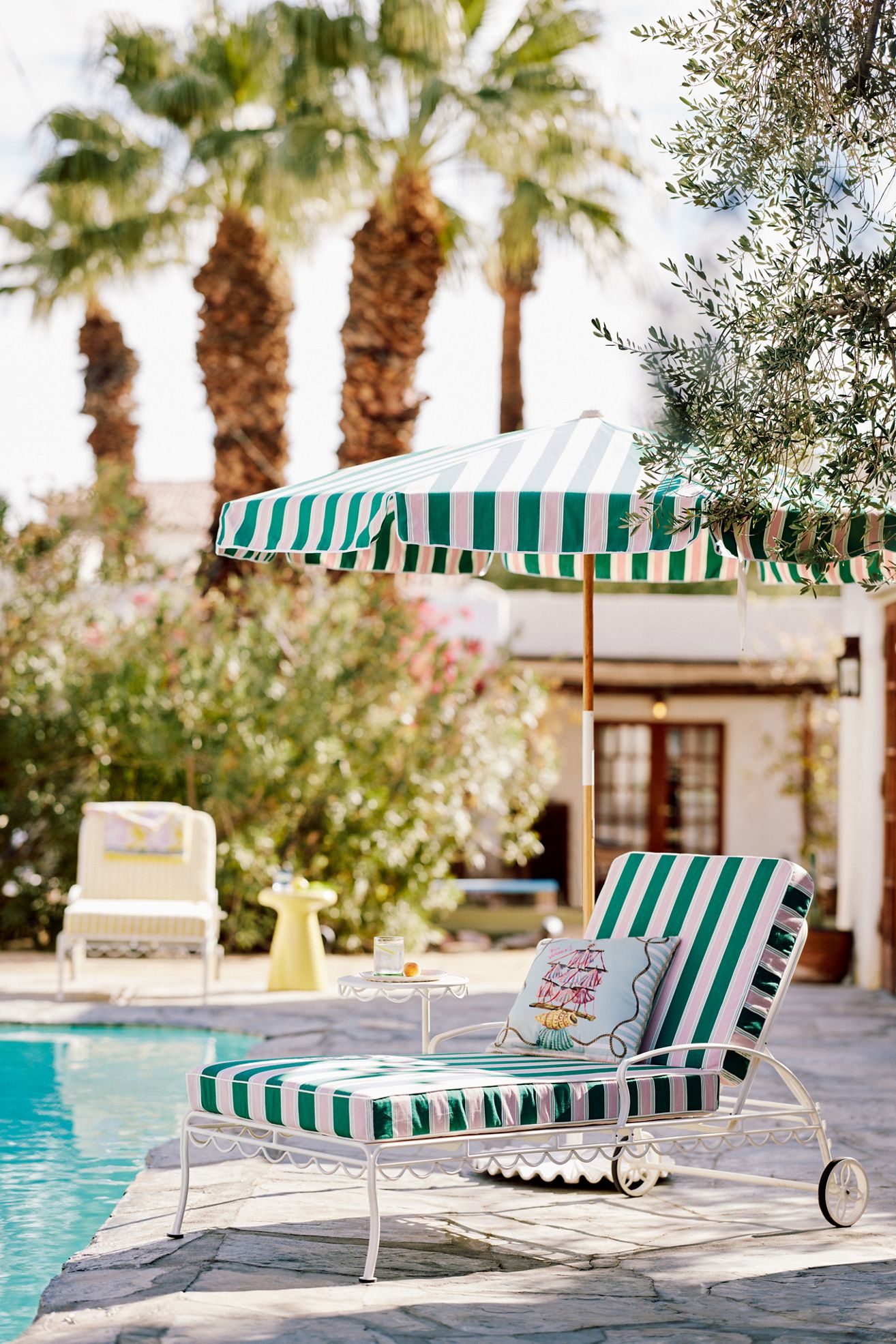 Business & Pleasure Co. The Amalfi Beach Umbrella - Bistro Green Stripe, One Size