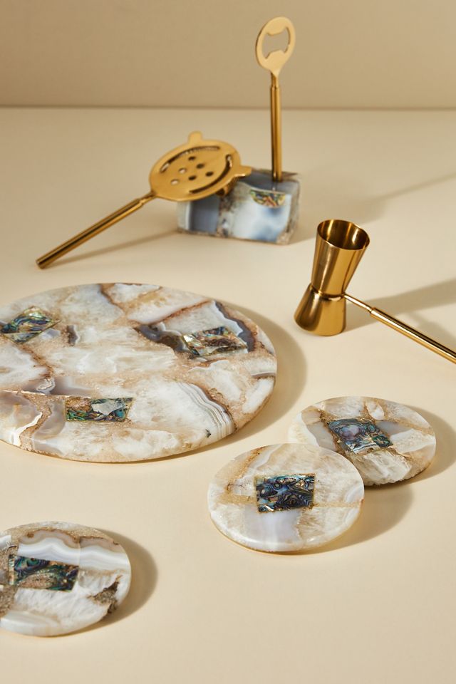 COASTERS IN China White MOTHER OF PEARL 