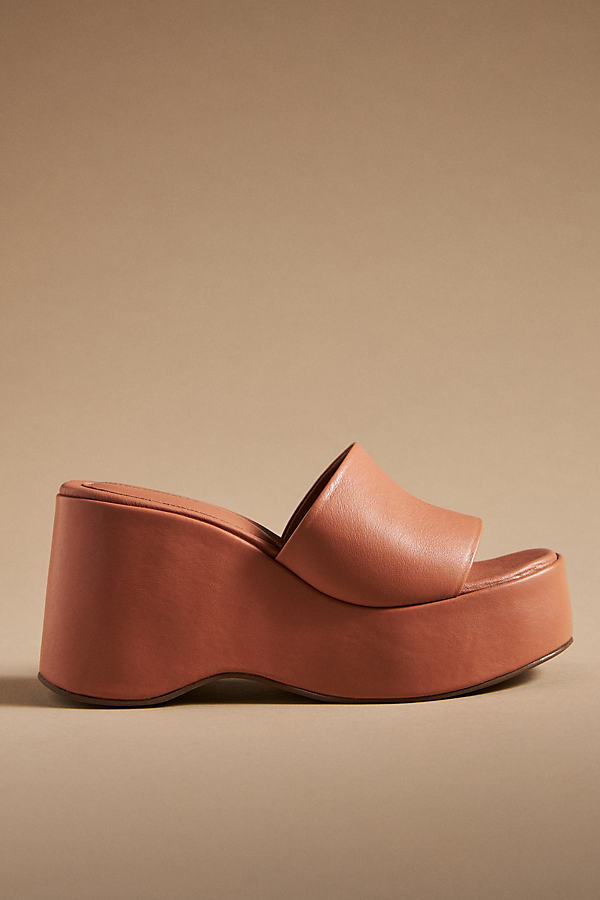 Intentionally Blank Platform Wedge Sandals In Brown