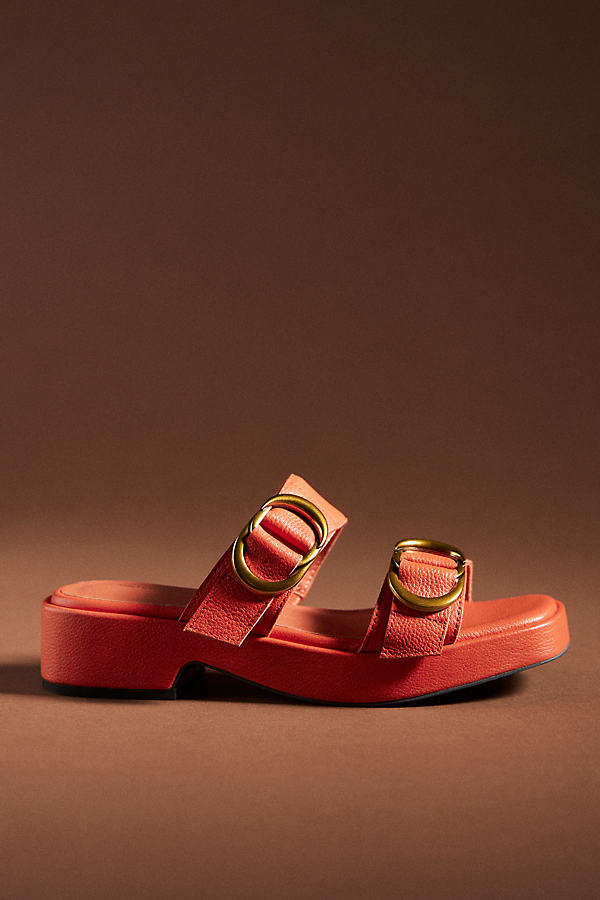 Intentionally Blank Buckle Sandals In Red