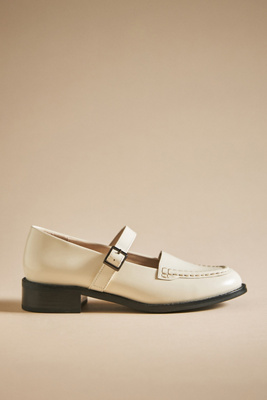 Intentionally Blank Mary Jane Flats In White