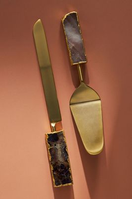 Agate Cake Slicer and Knife Set