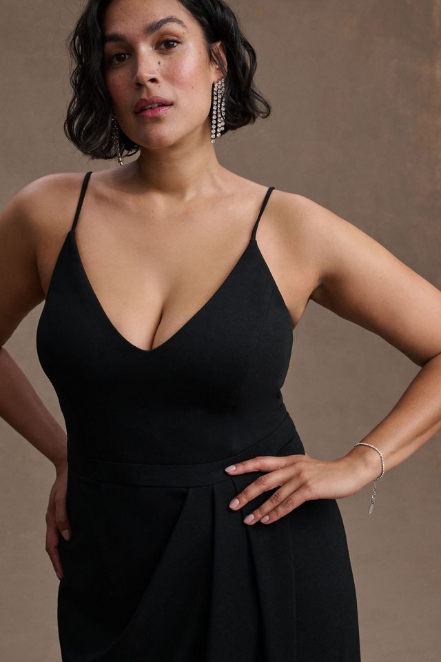 BHLDN Lyra V-Neck Faux-Wrap Stretch Crepe Midi Dress #4