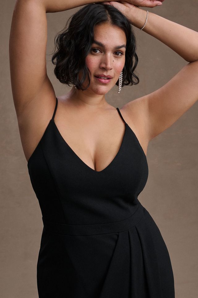 BHLDN Lyra V-Neck Faux-Wrap Stretch Crepe Midi Dress #6