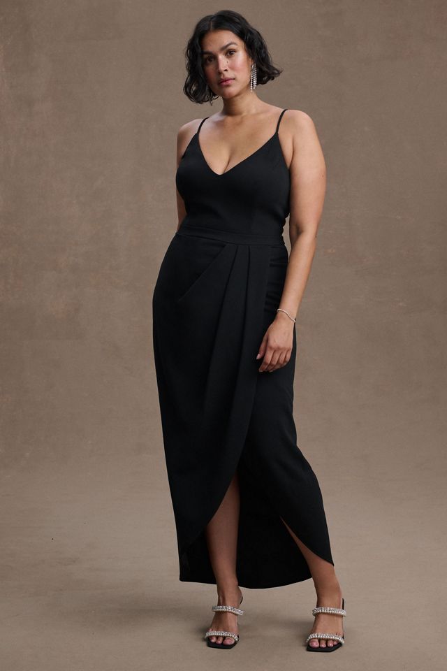 BHLDN Lyra V-Neck Faux-Wrap Stretch Crepe Midi Dress #3