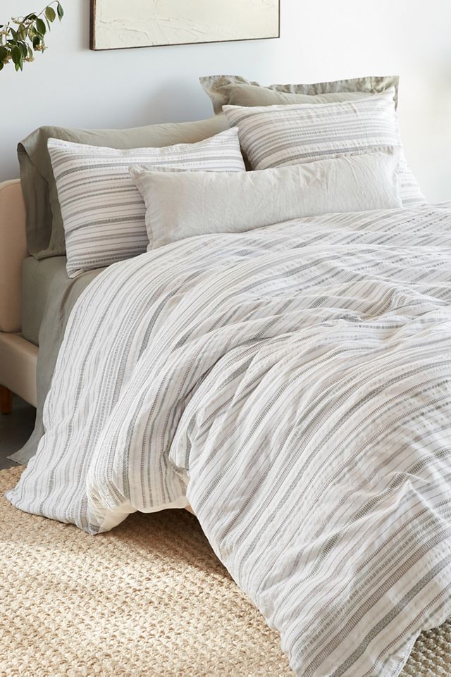 Standard Organic Cotton Gray and White Striped Pillow Sham