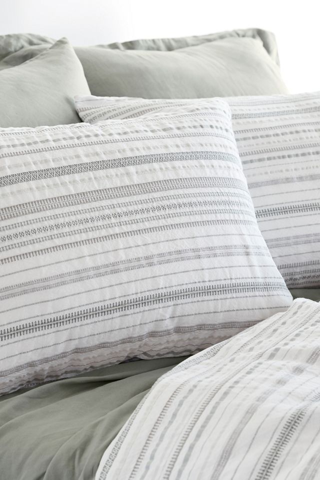 Standard Organic Cotton Gray and White Striped Pillow Sham