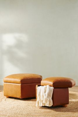 Jade Leather Storage Ottoman