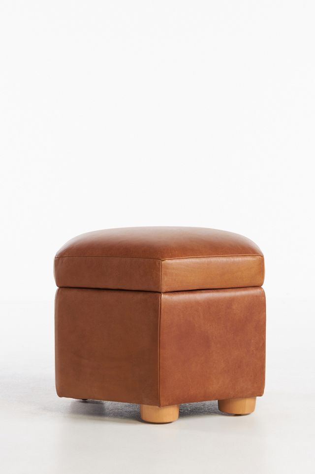 Jade Leather Storage Ottoman #8