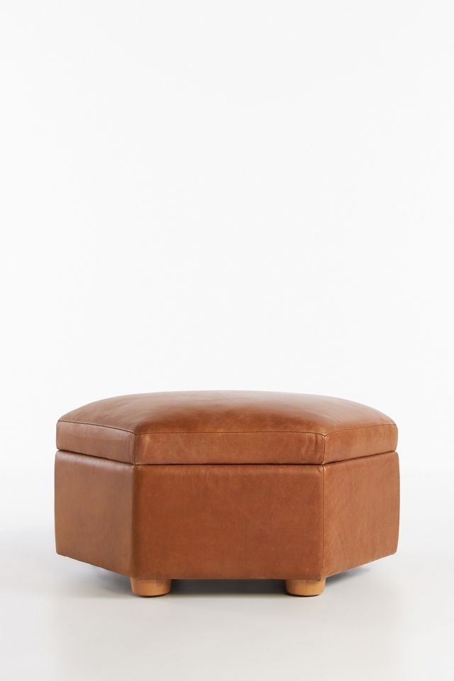 Jade Leather Storage Ottoman #1