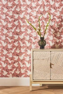 The Novogratz Family Of Cranes Wallpaper In Pink