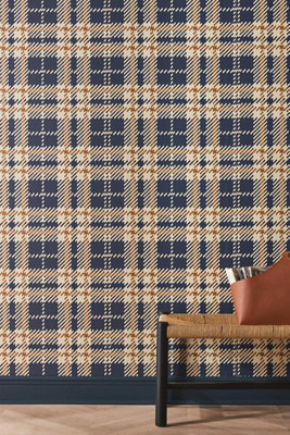 Mitchell Black Clark Plaid Wallpaper In Blue