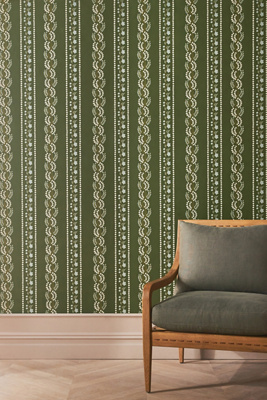 Mitchell Black Botanic Stripe Wallpaper