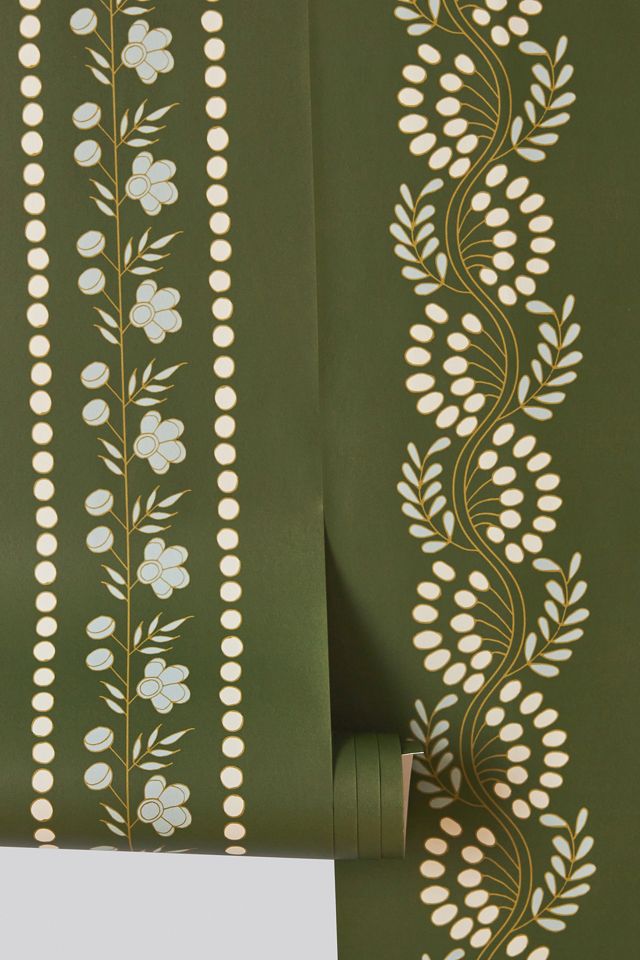 Mitchell Black Botanic Stripe Floral Wallpaper #1