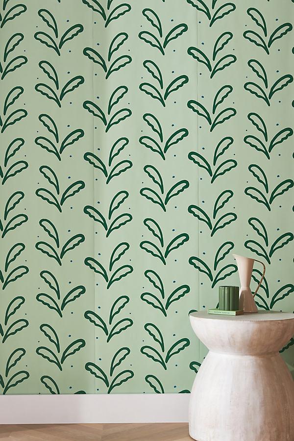 Susan Hable For Soicher Marin Tulip Leaves Wallpaper In Green