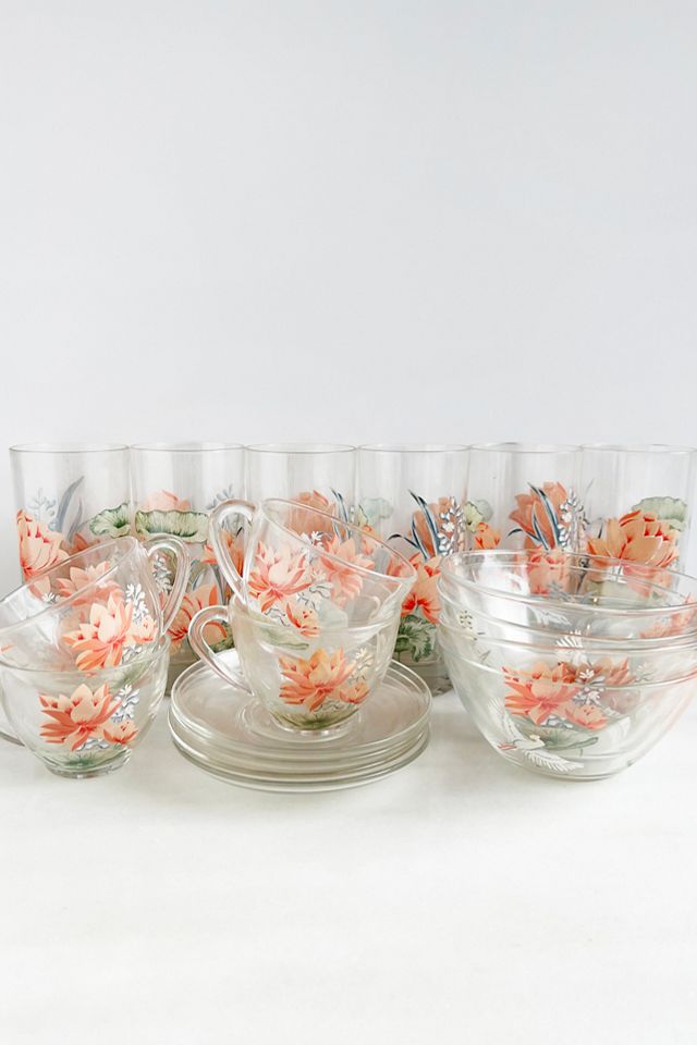 Old Flame Candle Co. Vintage Hand Painted Crane + Flowers French