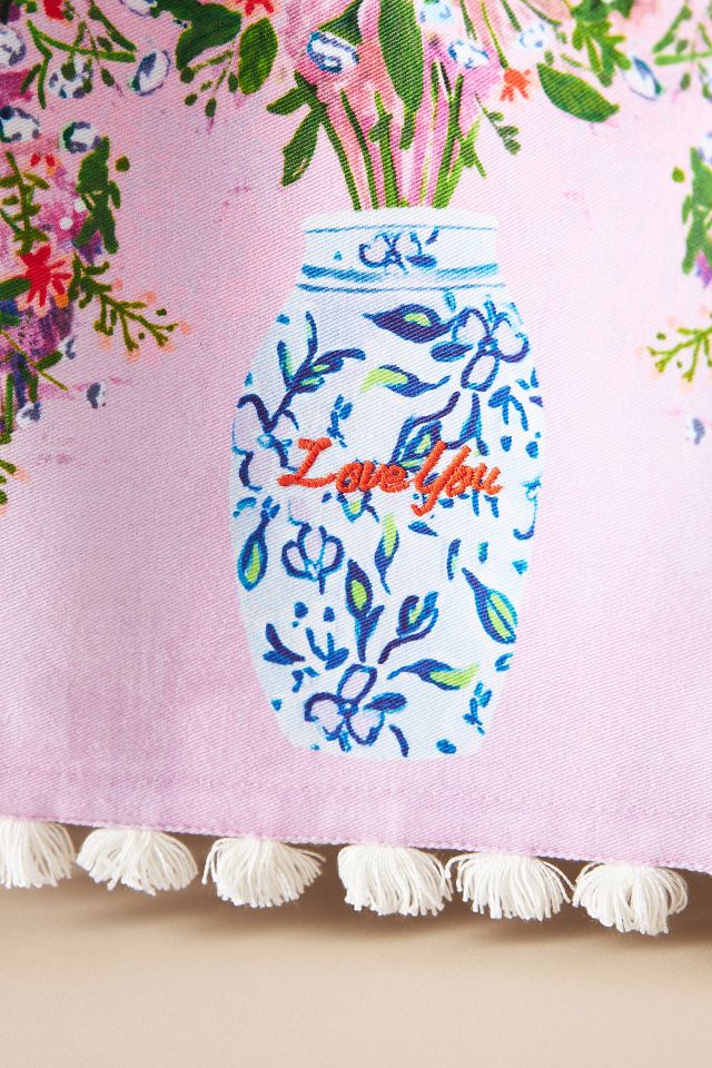 Love You Flowers Dish Towel #1