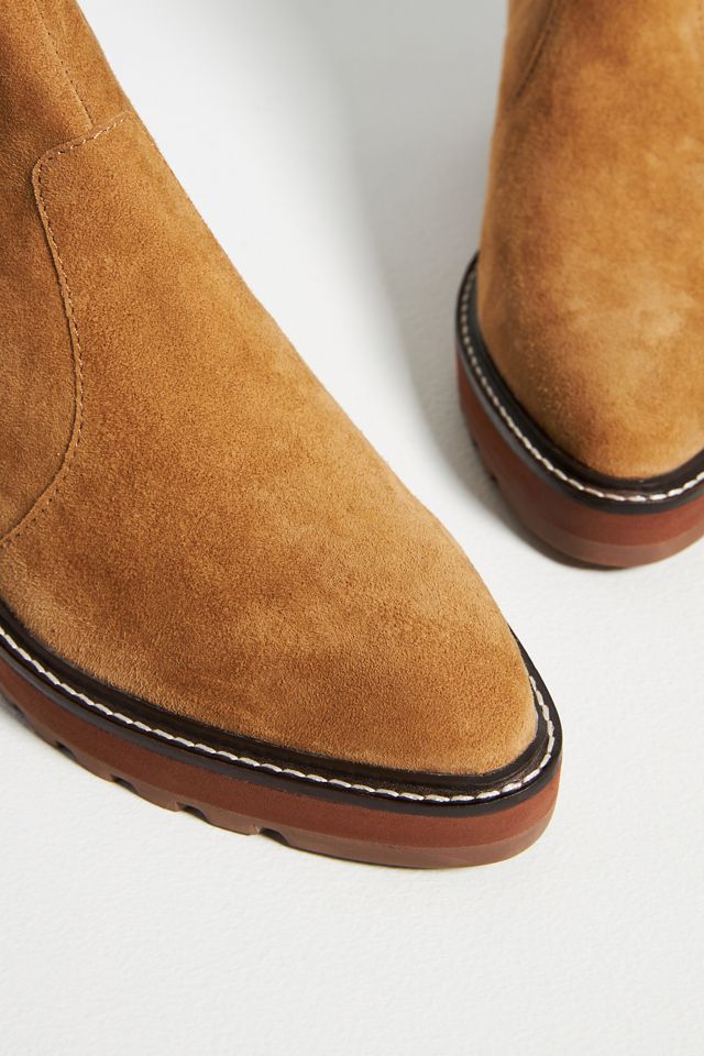 CECELIA NEW YORK Tan Suede Wedge Chelsea Bootie with Elastic  display picture 1