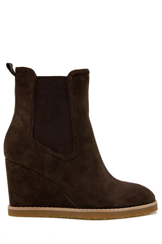 wedge suede booties