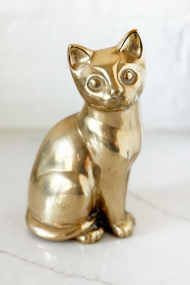 Old Flame Candle Co. Vintage Art Deco Brass Cat Figurine #1