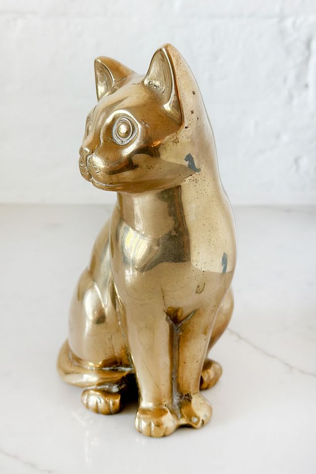 Old Flame Candle Co. Vintage Art Deco Brass Cat Figurine #2