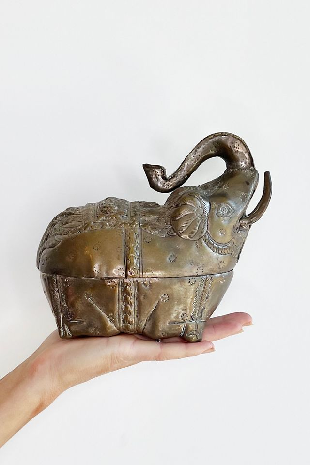 Old Flame Candle Co. Vintage Elphant Repousse Betel Nut Box #2