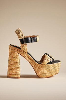 Castaã±er Agnes Platform Sandal In Natural Negro In Assorted