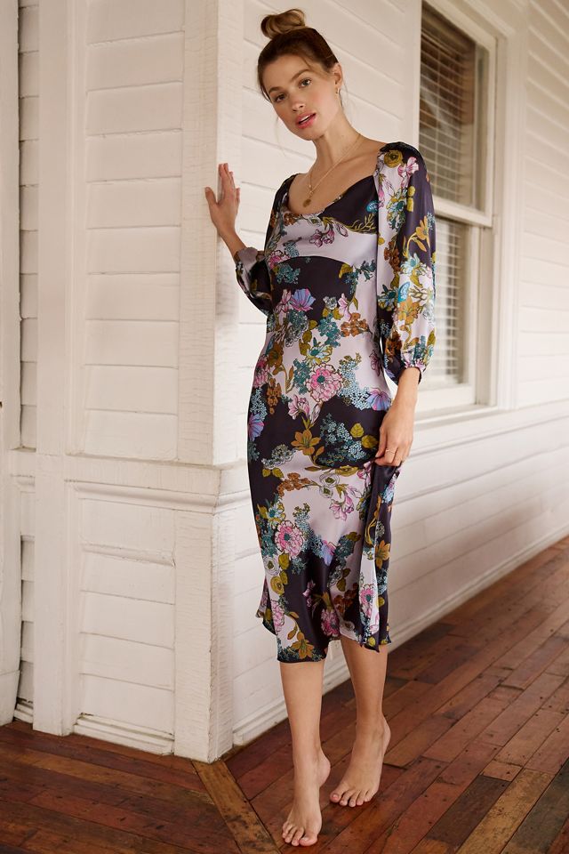 knee length dresses for ladies Timeless Silk Midi Nightgown Sleeveless V-Neck Silk Sleep Dress LSP058   Luxurysilkpjs