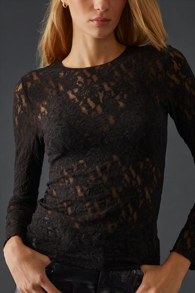 Free People Scandalous Lace Top in Black