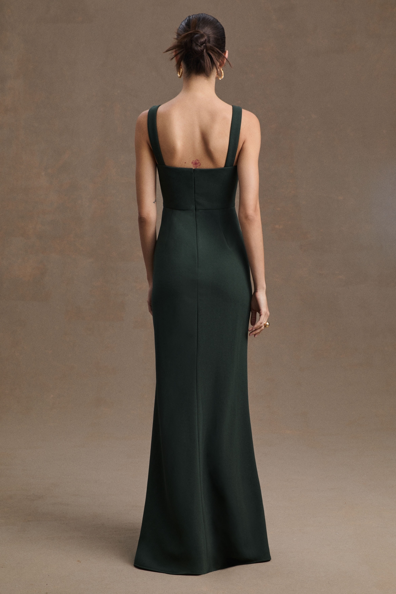 BHLDN Ashlynn Square-Neck Stretch Crepe Side-Slit Gown