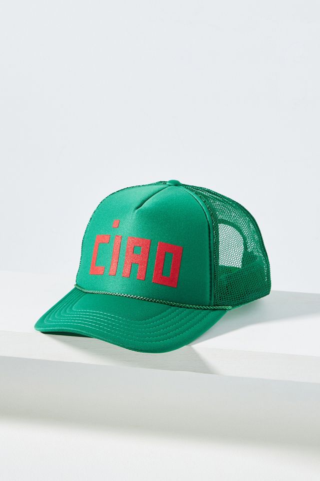 Clare V. Trucker Hat - Block Ciao - Green - Bliss Boutiques