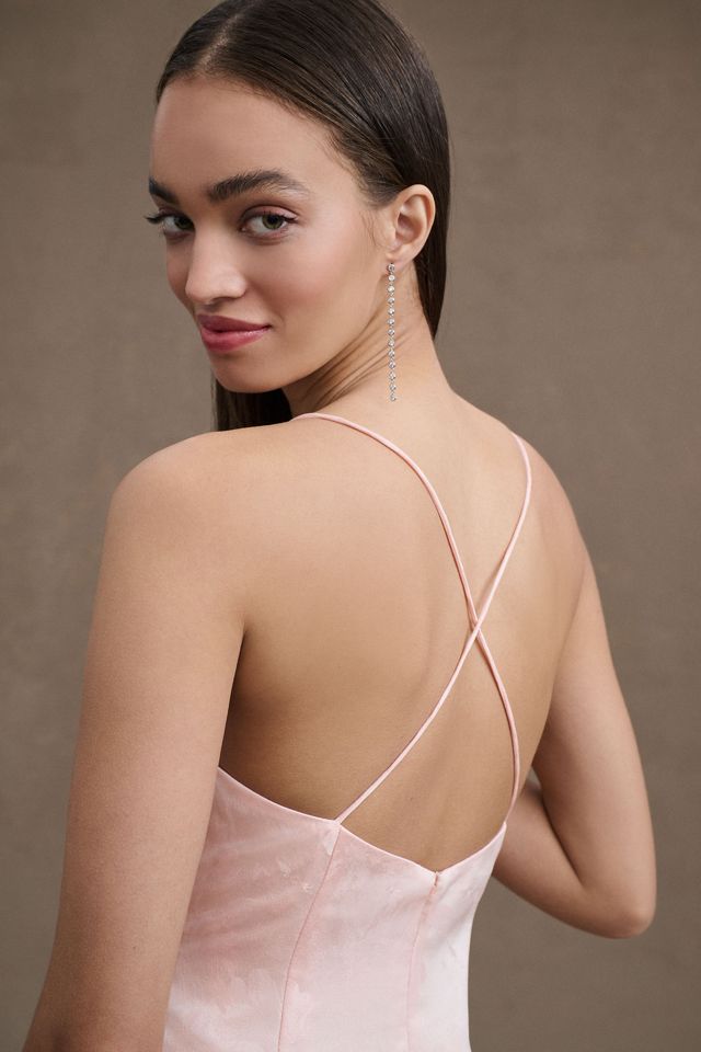 bhldn levi corset ruched satin jacquard side-slit midi dress BHLDN | Dresses | Anthropologie Bhldn Levi Corset Ruched Satin Jacquard  Sideslit Midi Dress Pink