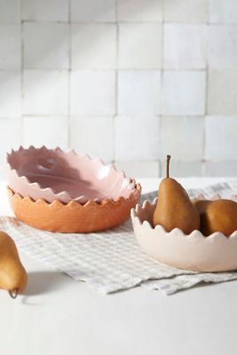 Scalloped Shallow Ceramic Bowl