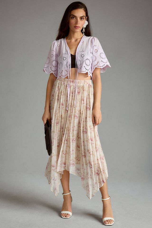 By Anthropologie Cropped Eyelet Tie-Front Top #3