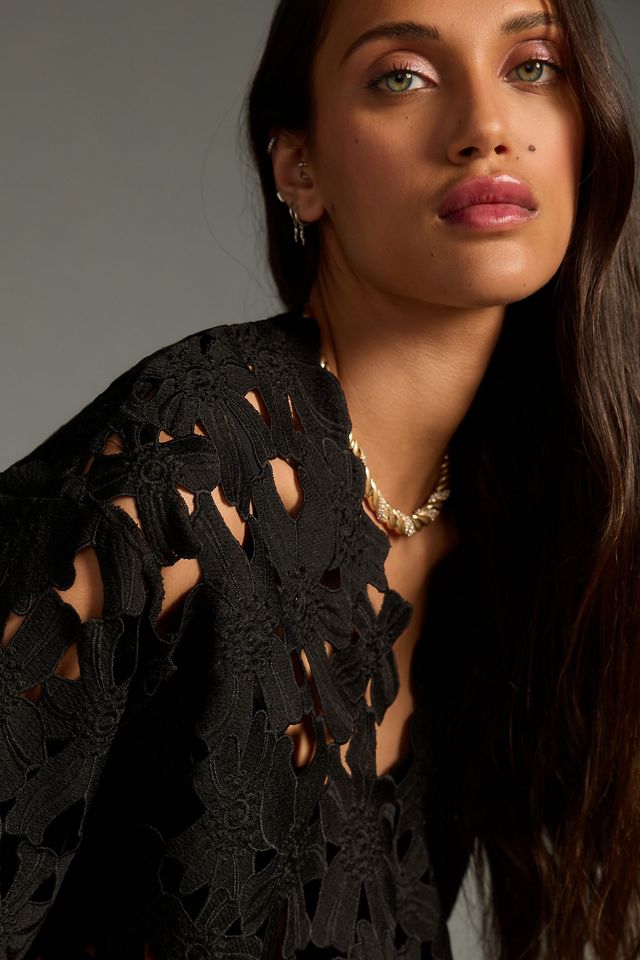 By Anthropologie Floral Eyelet Kaftan #1