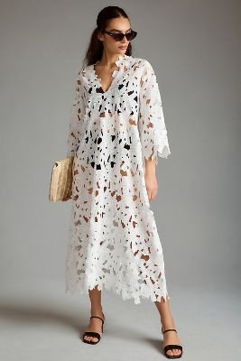 Anthropologie 2024 Kyla Printed Robe Kimono Dress Belted Pockets Button Down Boho Sml