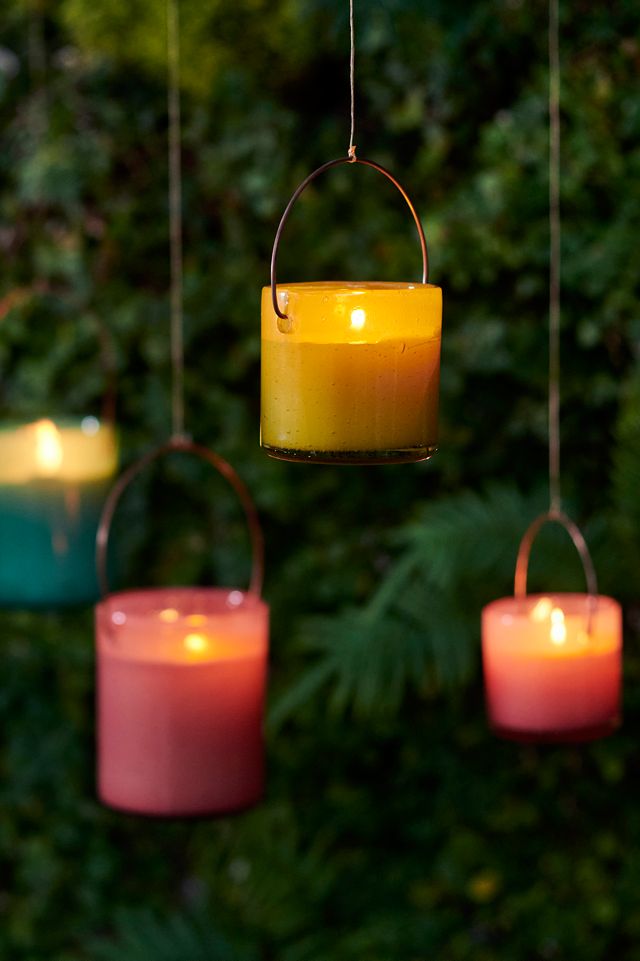 Hanging Colorful Glass Citronella Candle Terrain