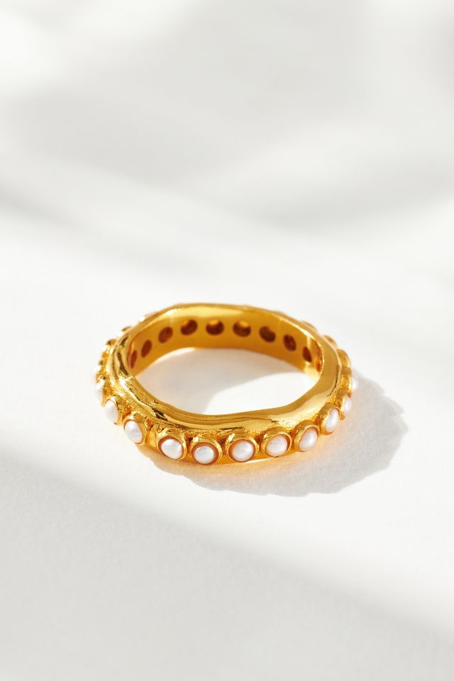 Shyla Astri 22k Gold Pearl Stacking Ring | Anthropologie