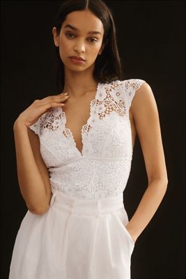 The Alandra Cap-Sleeve Lace Bodysuit