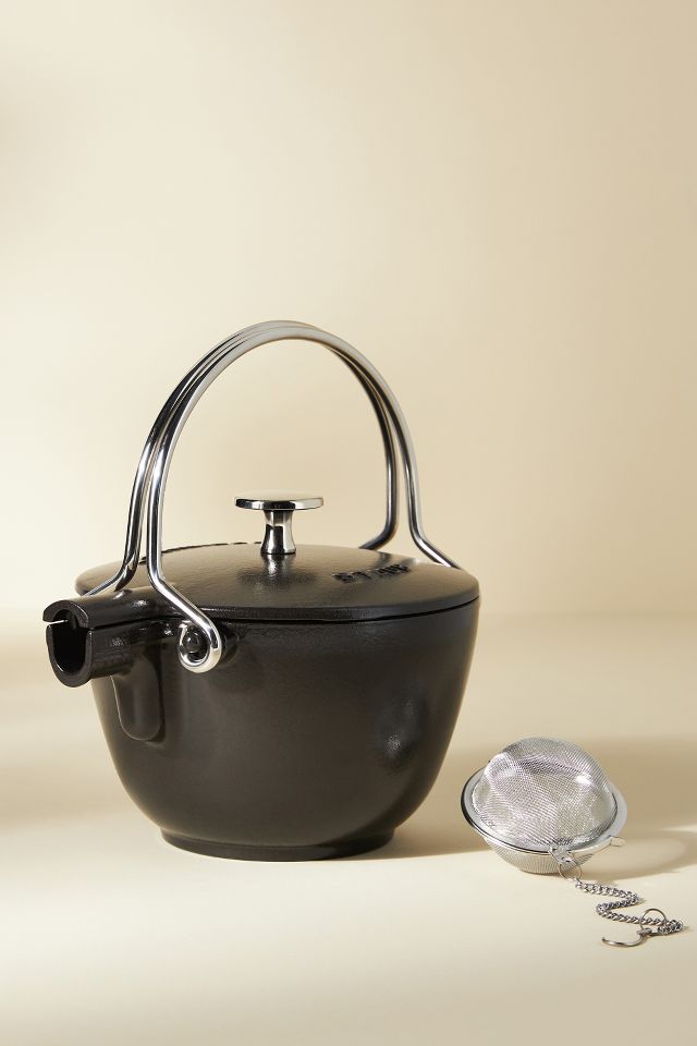 Staub Cast Iron Round Tea Kettle, 1QT, Enameled Cast Iron, Made in France