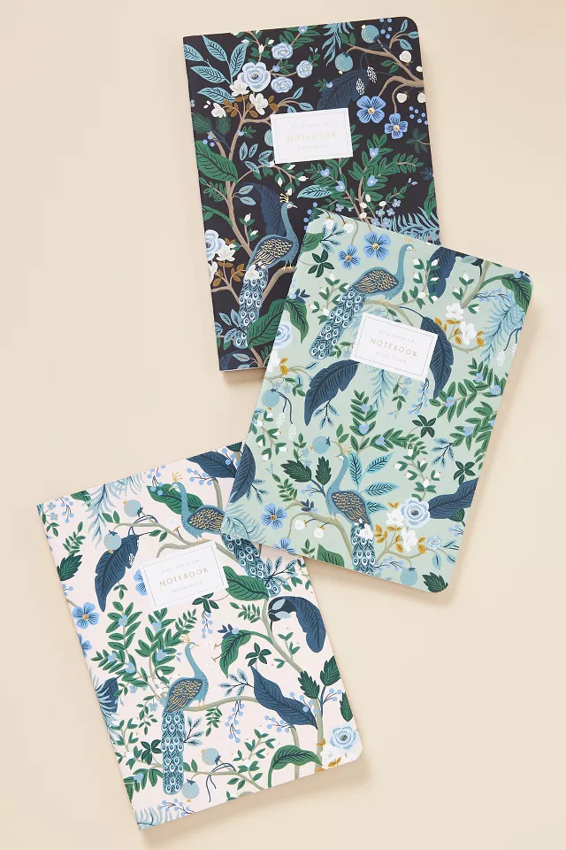 anthropologie.com | Rifle Paper Co. Peacock Stitched Notebook Set